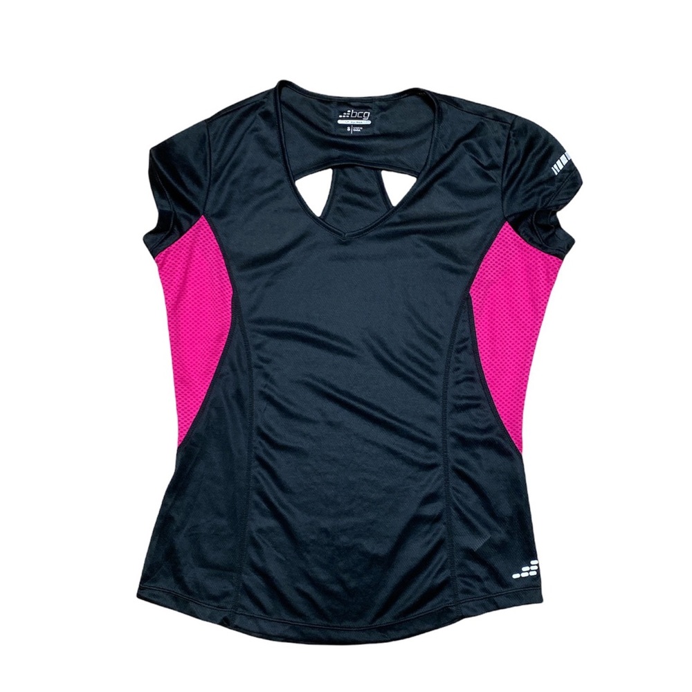BCG Women Activewear Racerback Cut Out Work Out Short Sleeve Top Size S - Picture 1 of 13